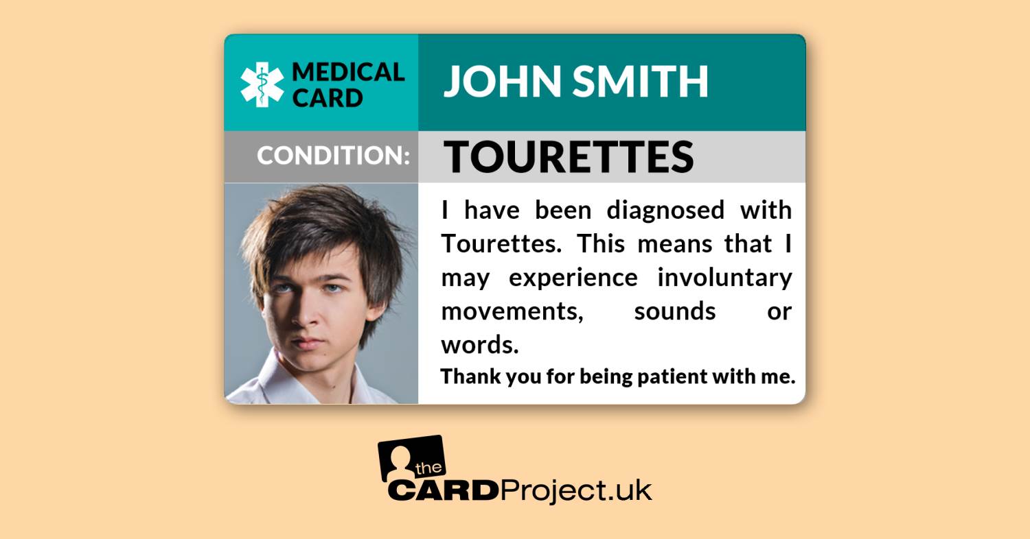 Tourettes Awareness Photo Medical ID Tic Alert Card 